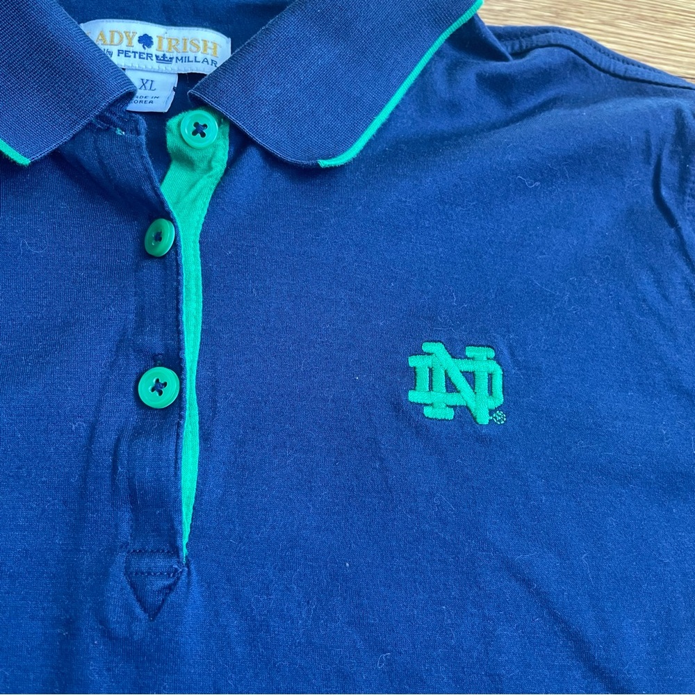 Notre Dame Peter Millar Lady Irish Women’s Polo Shirt Short Sleeve XL/L Navy EUC - Picture 5 of 9